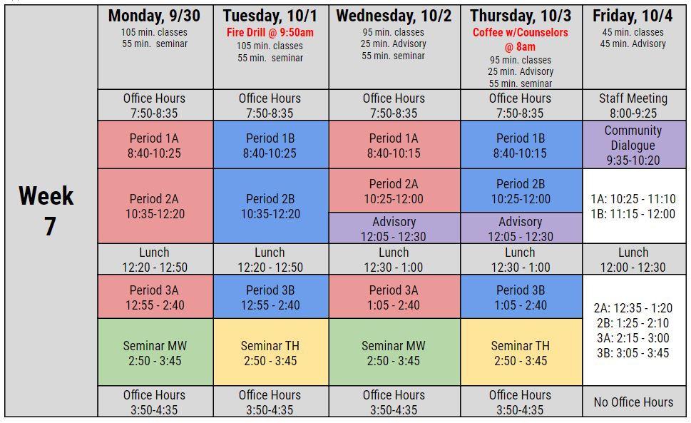 Week 7 Schedule