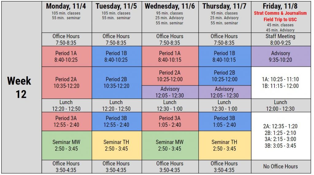 Week 12 Schedule