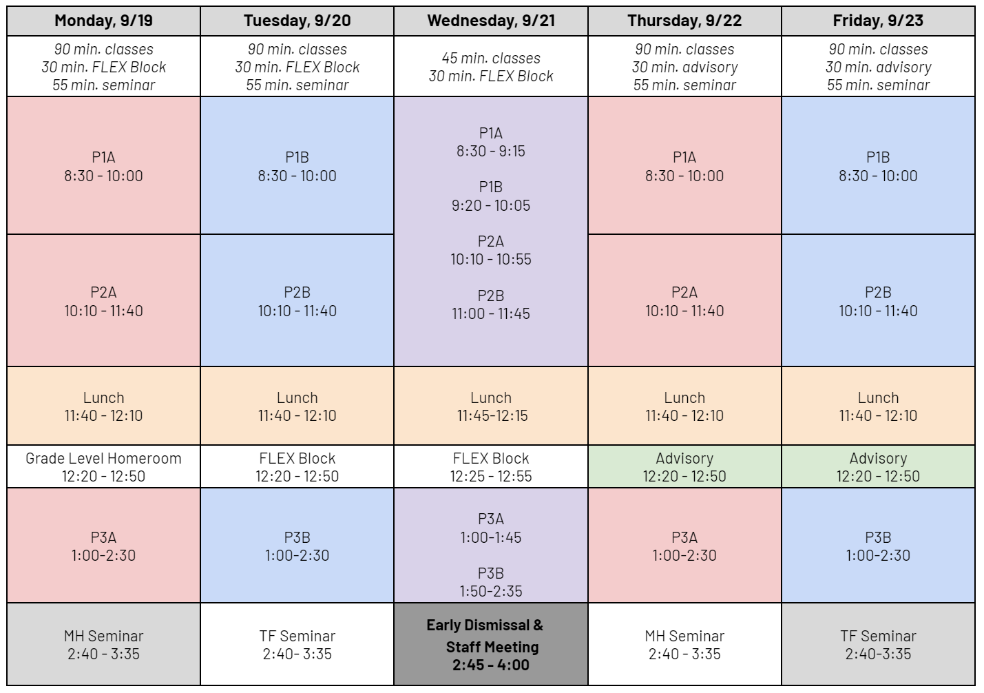 Week 6 Schedule