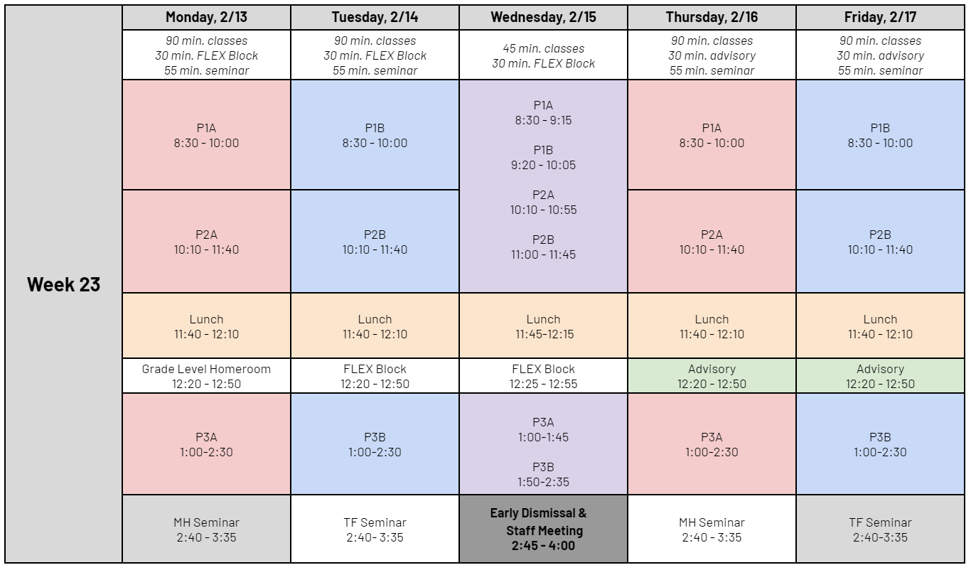 Week 23 Schedule