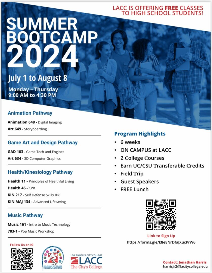 LACC Free Summer College Courses (Game Art/Design, Animation
